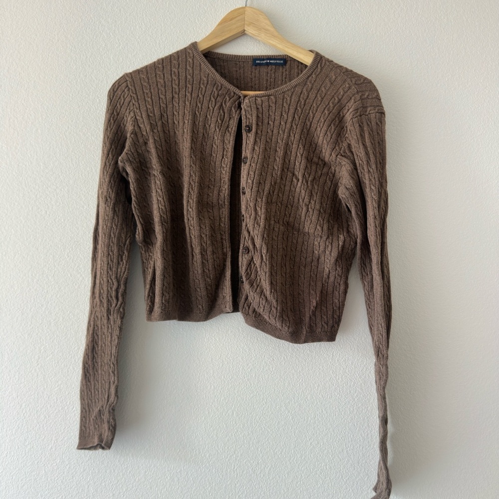 Brown Cable Knit Cardigan